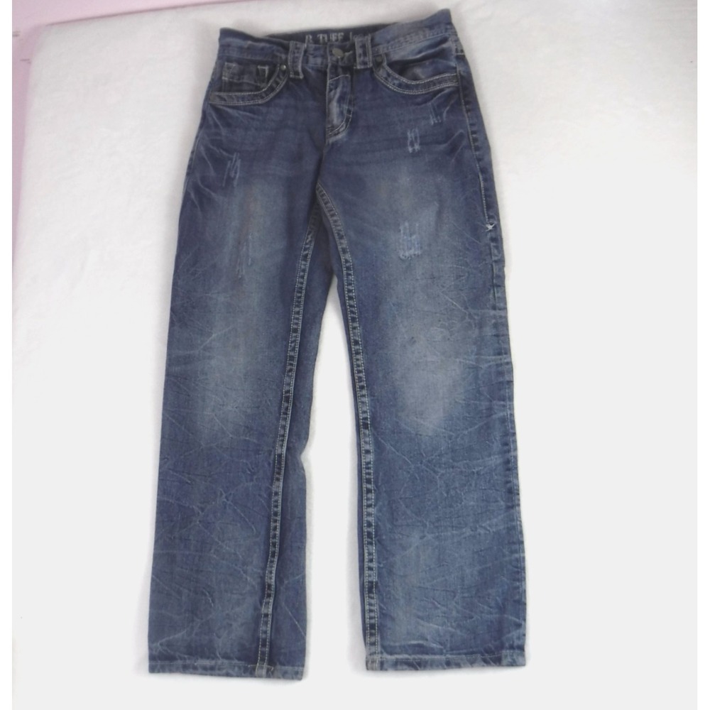 B Tuff Torque Jeans Men's 29x30‎ Straight Leg Western  Blue Denim Distressed